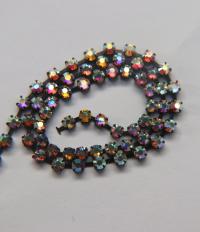 16ss Swarovski 2088 Chain in Flat Back Crystal Aurore Boreale (4mm) 0.5/1/2/5/15 Meters Brass/Vintage Black Settings Brooch Bouquet Supply