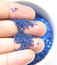 1mm Micro Sapphire Blue Metallic Plated Tube Beads 5/10/100/500 Grams High Quality Nail Art / Haute Couture Embroidery