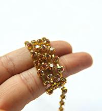 18ss Swarovski Rhinestone Chain in Crystal Copper 0.5/1/2/5 Meters Bridal Supplies, Jewelry Making, vintage findings, embroidery materials