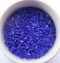 True Cuts Size 2 (2x4mm) Bugle Beads 5/10/20/50/250/500 Grams Sapphire Preciosa Ornella loose tube beads, embroidery materials, vintage