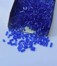 True Cuts Size 2 (2x4mm) Bugle Beads 5/10/20/50/250/500 Grams Sapphire Preciosa Ornella loose tube beads, embroidery materials, vintage