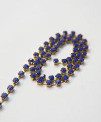 16 SS Rhinestone Chain Vintage Glass Pressed Chatons Royal Blue Opaque (4mm) 1/2/5/15 Meters embroidery materials, craft vintage findings