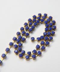 16 SS Rhinestone Chain Vintage Glass Pressed Chatons Royal Blue Opaque (4mm) 1/2/5/15 Meters embroidery materials, craft vintage findings