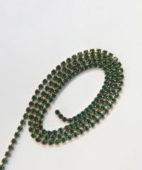 14pp Swarovski Vintage Chain in Emerald (2mm) 0.5/1/2/5/15 Meters Brass Settings