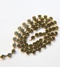 18ss Swarovski Rhinestone Chain in Khaki (4.2mm) 0.5/1/2/5 Meters Bridal Supplies, Jewelry Making, vintage findings, embroidery materials