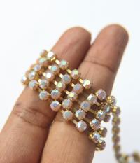 16 SS Rhinestone Chain Vintage Opaque Lavender AB (4mm) 1/2/5/15 Meters vintage findings, jewelry making, craft supplies embroidery material