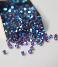 Swarovski (3/4mm) Amethyst AB 2X FC Bicones Rainbow Beads 36/72/144/432/720 Pieces rainbow beads, jewelry making, couture embellishments