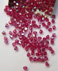 4mm Swarovski Fuchsia AB Bicones rainbow beads 36/72/144/432/720 Pieces rainbow beads, jewelry making, couture embellishments, embroidery