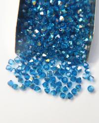 Swarovski (3/4mm) Capri Blue AB Bicones beads 36/72/144/432/720 Pieces rainbow beads, jewelry making, couture embellishments, embroidery