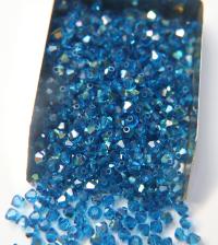 Swarovski (3/4mm) Capri Blue AB Bicones beads 36/72/144/432/720 Pieces rainbow beads, jewelry making, couture embellishments, embroidery