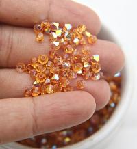 4mm Swarovski Topaz AB Bicones beads 36/72/144/432/720 Pieces (203) jewelry making, rare findings, embroidery couture, premium materials