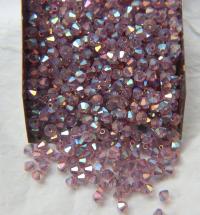 4mm Light Amethyst (212) 2X Shimmer Swarovski Bicone Cuts beads AB 36/72/144/432/720 Pieces embellishment couture