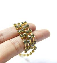 18ss Swarovski Rhinestone Chain in Khaki (4.2mm) 0.5/1/2/5 Meters Bridal Supplies, Jewelry Making, vintage findings, embroidery materials