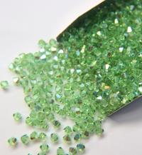 Swarovski (3/4mm) Peridot AB Bicones rainbow beads 36/72/144/432/720 Pieces rainbow beads, jewelry making, couture embellishments