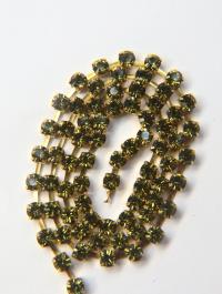 18ss Swarovski Rhinestone Chain in Khaki (4.2mm) 0.5/1/2/5 Meters Bridal Supplies, Jewelry Making, vintage findings, embroidery materials