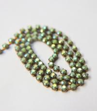 16 SS Rhinestone Chain Vintage Glass Peridot Aurore Boreale (4mm) 1/2/5/15 Meters jewelry making, embroidery materials, vintage findings