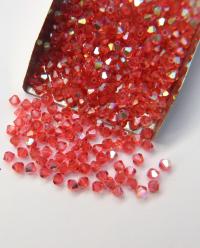 4mm Swarovski Padparadscha AB Bicones 36/72/144/432/720 Pieces rainbow beads, jewelry making, couture embellishments, embroidery materials