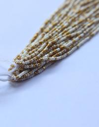13/0 Hanks Charlotte Cut Beads IVORY Gold Patina 1/5/25/50/100 Hanks 2.0mm jewellery rare glass beads, jewelry supply, findings, craft