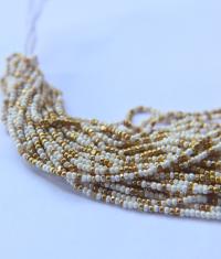13/0 Hanks Charlotte Cut Beads IVORY Gold Patina 1/5/25/50/100 Hanks 2.0mm jewellery rare glass beads, jewelry supply, findings, craft