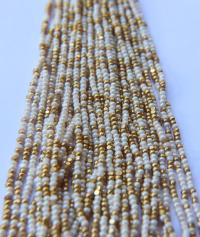 13/0 Hanks Charlotte Cut Beads IVORY Gold Patina 1/5/25/50/100 Hanks 2.0mm jewellery rare glass beads, jewelry supply, findings, craft