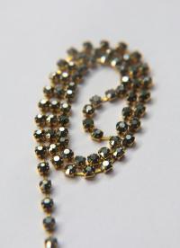 12SS Rhinestone Chain Vintage Machine cut Metallic Jet Hematite 3mm embroidery materials craft vintage findings, lace, strass chains