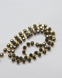 12SS Rhinestone Chain Vintage Machine cut Metallic Jet Hematite 3mm embroidery materials craft vintage findings, lace, strass chains