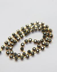 12SS Rhinestone Chain Vintage Machine cut Metallic Jet Hematite 3mm embroidery materials craft vintage findings, lace, strass chains
