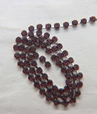 12 SS Rhinestone Chain Vintage Glass Amethyst Frosted in Brass Settings 3mm 1/2/5/15 Meters vintage findings, strass chains, craft supplies
