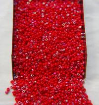 11/0 Charlotte Cut Beads Patina Light Red Opaque Aurore Boreale 10/20/50/250/500 Grams PREMIUM MATERIALS