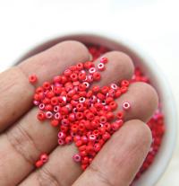8/0 Charlotte Cut Beads Patina Light Red Opaque Aurore Boreale 10/20/50/250/500 Grams PREMIUM SEED Beads, jewelry supply, vintage findings