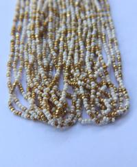 13/0 Hanks Charlotte Cut Beads IVORY Gold Patina 1/5/25/50/100 Hanks 2.0mm jewellery rare glass beads, jewelry supply, findings, craft