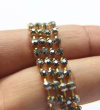 12SS Rhinestone Chain Vintage Machine cut Metallic Jet Hematite 3mm embroidery materials craft vintage findings, lace, strass chains
