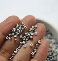 8/0 Charlotte Cut Beads Patina Chalk White Gun Metal 10/20/50/250/500 Grams 425 Pieces embroidery materials, jewelry making, vintage