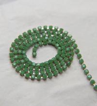 6SS Rhinestone Chain Vintage Glass Light Olive opaque 2mm 1/2/5/15 Meters embroidery materials, craft vintage findings, embellishments lace
