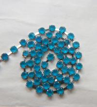16 SS Rhinestone Chain Vintage Glass Capri Blue Frosted Antique Black Plated/Brass Settings 4mm 1/2/5/15 Meters
