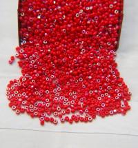 11/0 Charlotte Cut Beads Patina Light Red Opaque Aurore Boreale 10/20/50/250/500 Grams PREMIUM MATERIALS