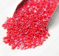 8/0 Charlotte Cut Beads Patina Light Red Opaque Aurore Boreale 10/20/50/250/500 Grams PREMIUM SEED Beads, jewelry supply, vintage findings