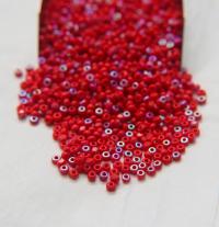8/0 Charlotte Cut Beads Patina Light Red Opaque Aurore Boreale 10/20/50/250/500 Grams PREMIUM SEED Beads, jewelry supply, vintage findings