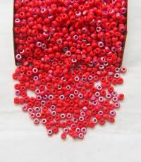 8/0 Charlotte Cut Beads Patina Light Red Opaque Aurore Boreale 10/20/50/250/500 Grams PREMIUM SEED Beads, jewelry supply, vintage findings