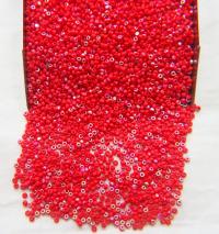 13/0 Charlotte Cut Beads Patina Light Red Opaque Aurore Boreale 5/10/20/50/250/500 Grams PREMIUM MATERIALS