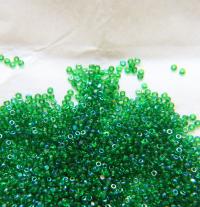 11/0 Charlotte Cut Beads Patina Light Emerald Transparent Aurore Boreale 10/20/50/250/500 Grams PREMIUM MATERIALS