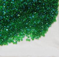 11/0 Charlotte Cut Beads Patina Light Emerald Transparent Aurore Boreale 10/20/50/250/500 Grams PREMIUM MATERIALS