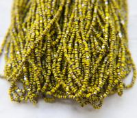 11/0 Hanks Charlotte true Cut Beads Patina Opaque Yellow Gun Metal 1/5/25/50/100 Hanks PREMIUM SEED Beads, vintage supplies