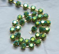 28ss Swarovski Rhinestone Chain in Aurore Boreale 7 COLORS (6mm) 0.5/1/2/5 Meters Brass Settings Bridal Supplies|Jewelry Making, wedding