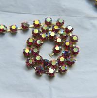 28ss Swarovski Rhinestone Chain in Aurore Boreale 7 COLORS (6mm) 0.5/1/2/5 Meters Brass Settings Bridal Supplies|Jewelry Making, wedding