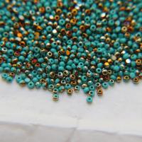 11/0 Charlotte true Cut Beads Opaque Patina Aqua Green Bronze Gold 10/20/50/250/500 Grams embroidery materials, jewelry making, rare beads