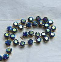 28ss Swarovski Rhinestone Chain in Aurore Boreale 7 COLORS (6mm) 0.5/1/2/5 Meters Brass Settings Bridal Supplies|Jewelry Making, wedding