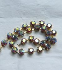 28ss Swarovski Rhinestone Chain in Aurore Boreale 7 COLORS (6mm) 0.5/1/2/5 Meters Brass Settings Bridal Supplies|Jewelry Making, wedding