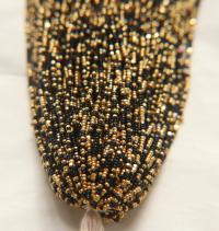 11/0 Hanks Charlotte true Cut Beads Jet Black Gold Patina 1/5/25/50/100 Hanks PREMIUM SEED Beads, vintage supplies