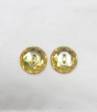 16 mm Vintage Swarovski Metallic Blue / Light Topaz Button 2 hole 3/6 pieces Article 3014